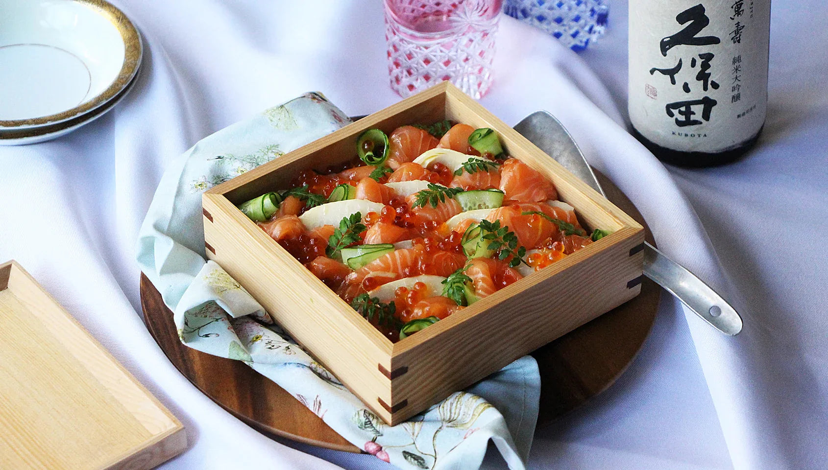 Chirashi Sushi with Salmon and Bamboo Shoots