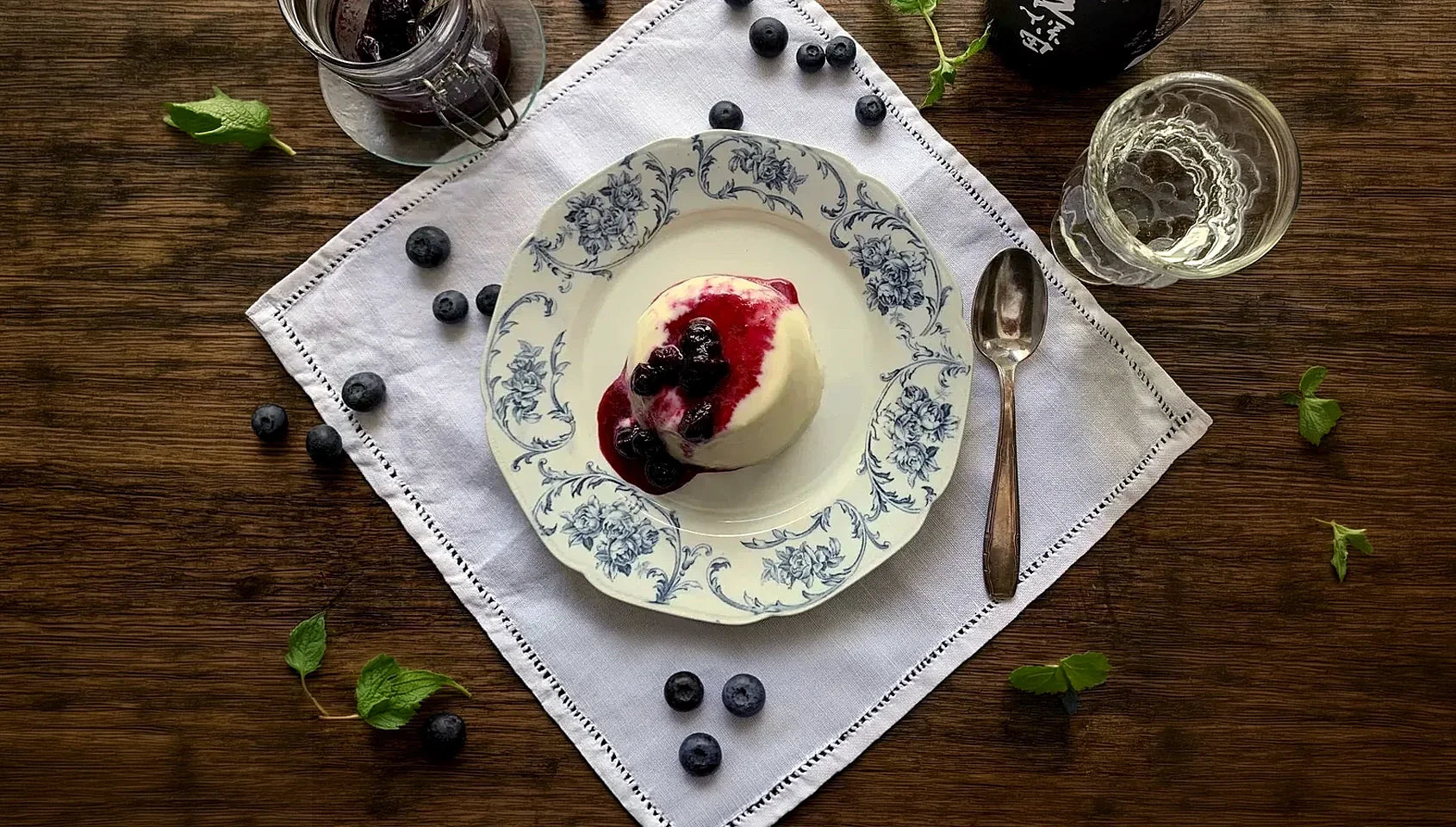 Ricotta Cheese Bavarois with Blueberry Sauce