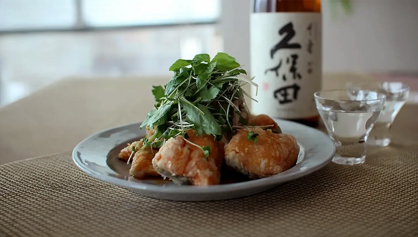 Tatsuta-Style Fried Salmon with Potherbs